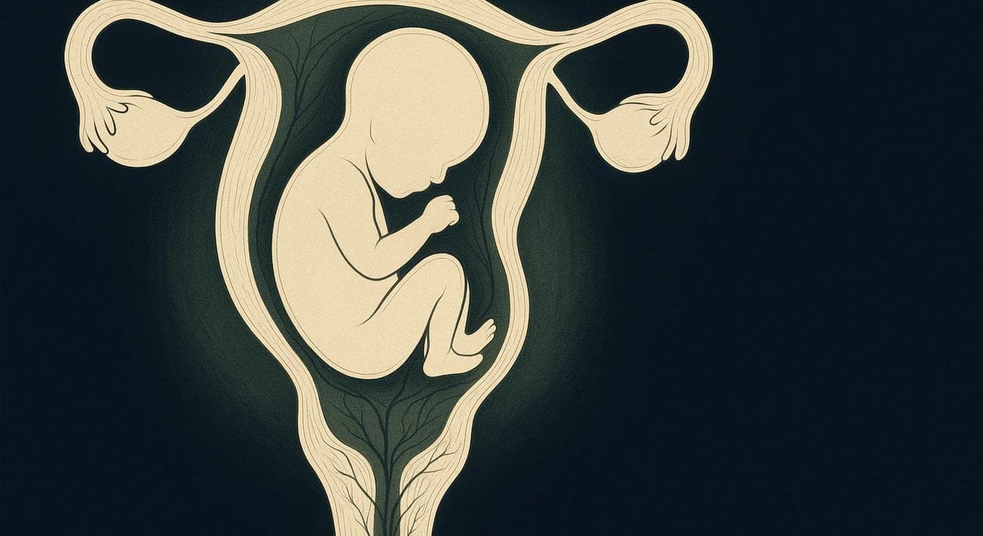 Editorial anatomical illustration for pregnancy, fertility, and newborn care topics.