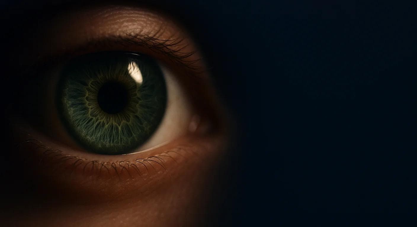 Macro close-up of a human iris, used as an editorial image for eye care topics.